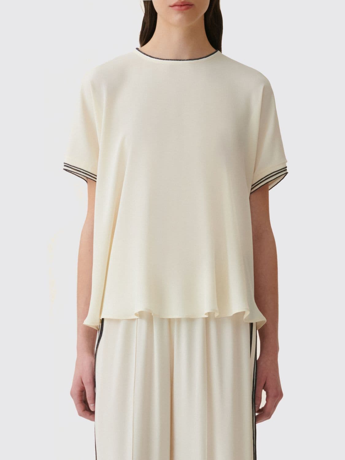 Fabiana Filippi Jewel Embellished Crêpe de Chine Crew Neck Top