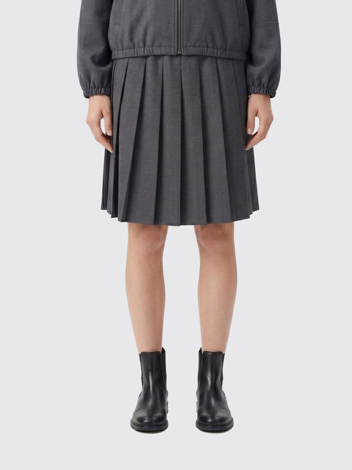 Fabiana Filippi Pleated Wool-Blend Mini Skirt with High Drawstring Waist