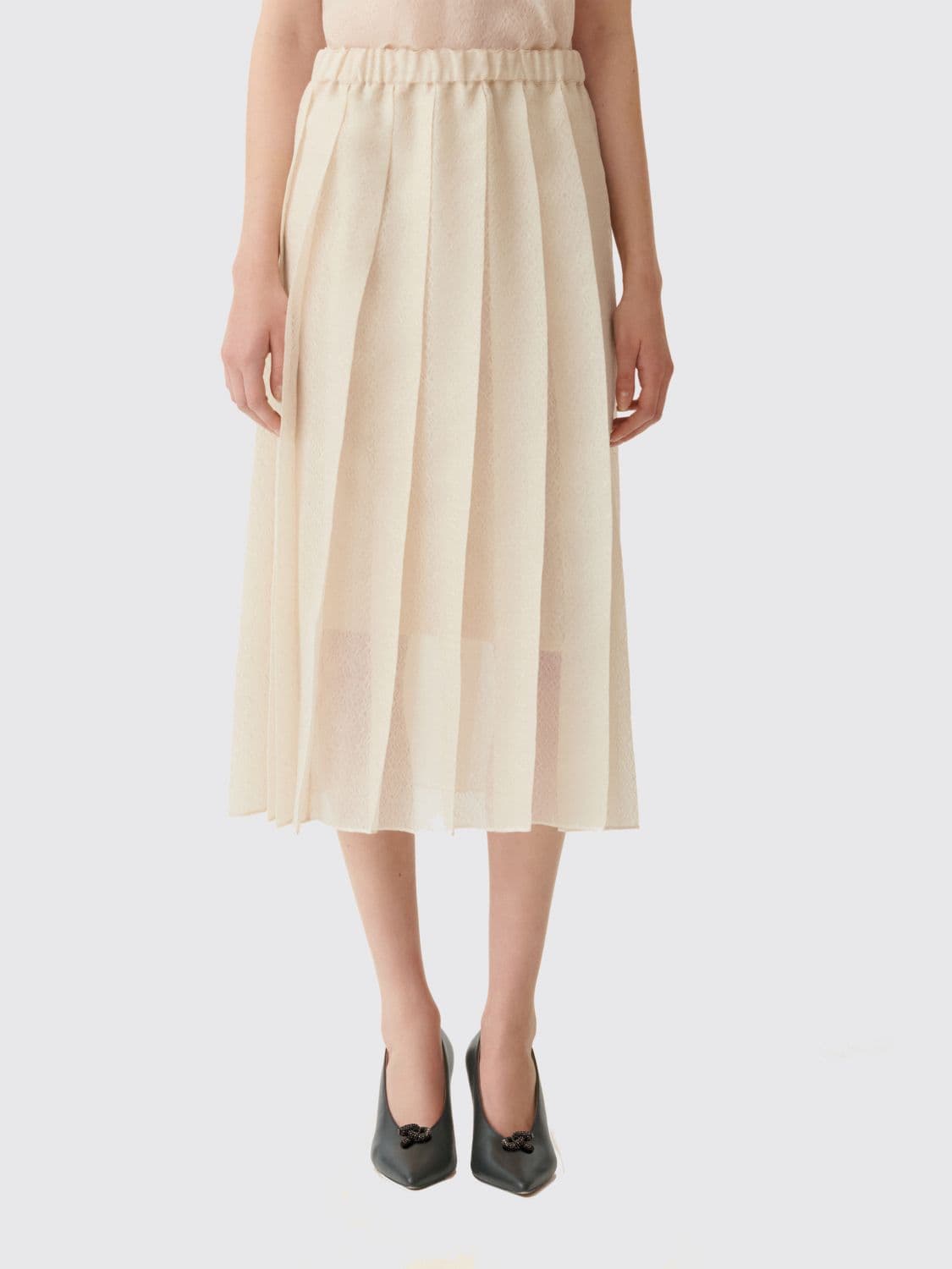 Fabiana Filippi Pleated Silk-Blend Midi Skirt with a High Elasticated Waist · 40