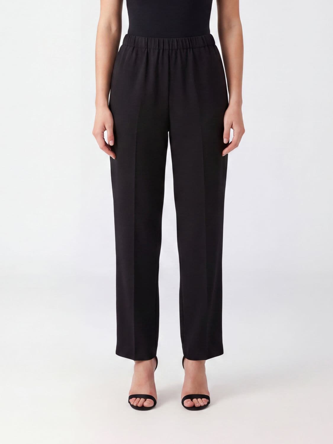 Fabiana Filippi Trevi Wool Blend Palazzo Trousers with High Elasticated Waist