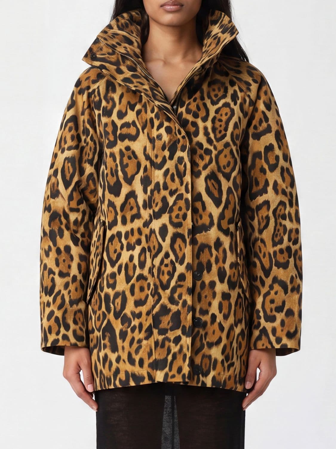Alaïa Safari-Style Single-Breasted Short Coat in Animal Print Twill