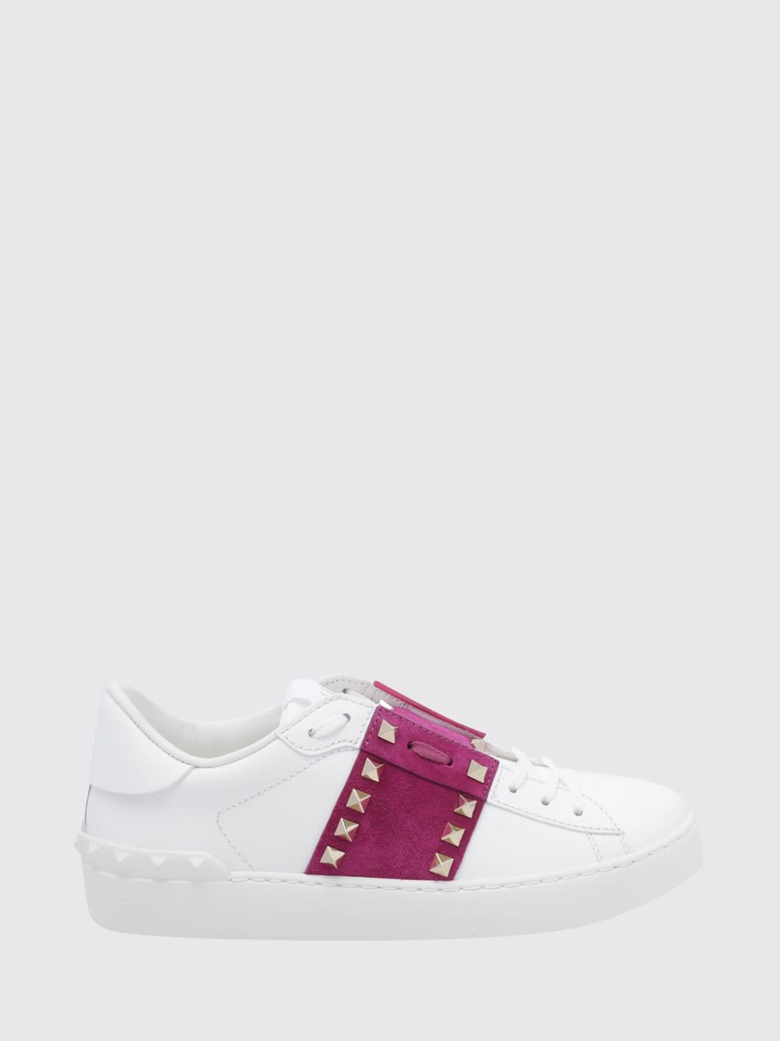 Valentino Garavani Rockstud Untitled Leather and Suede Sneakers with Iconic Studs
