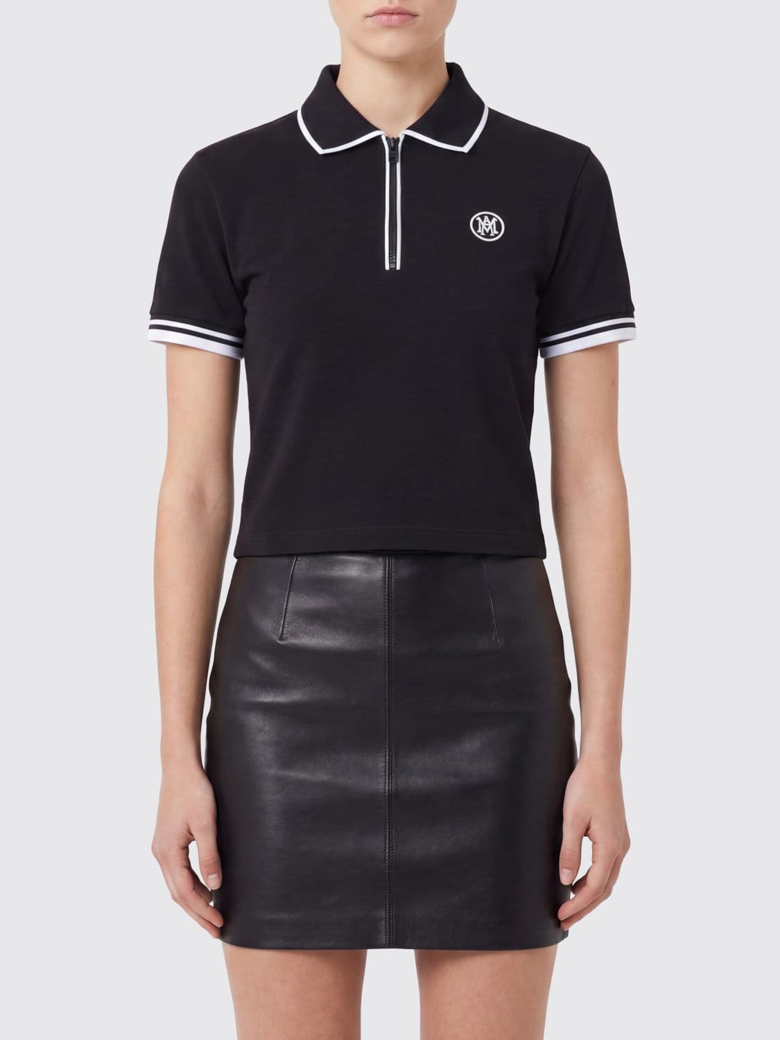 Amiri Slim Fit Zip-Up Monogram Polo Shirt in Cotton Blend