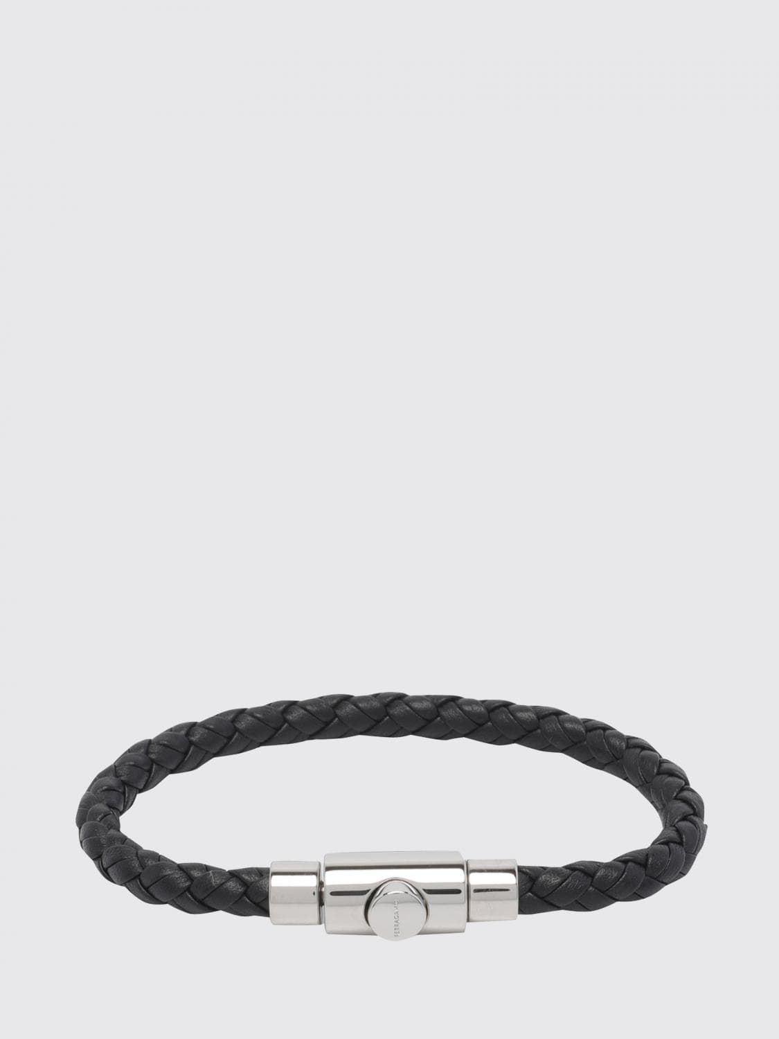 Ferragamo Woven Calfskin Leather Bracelet with Snap Buckle Closure · OS
