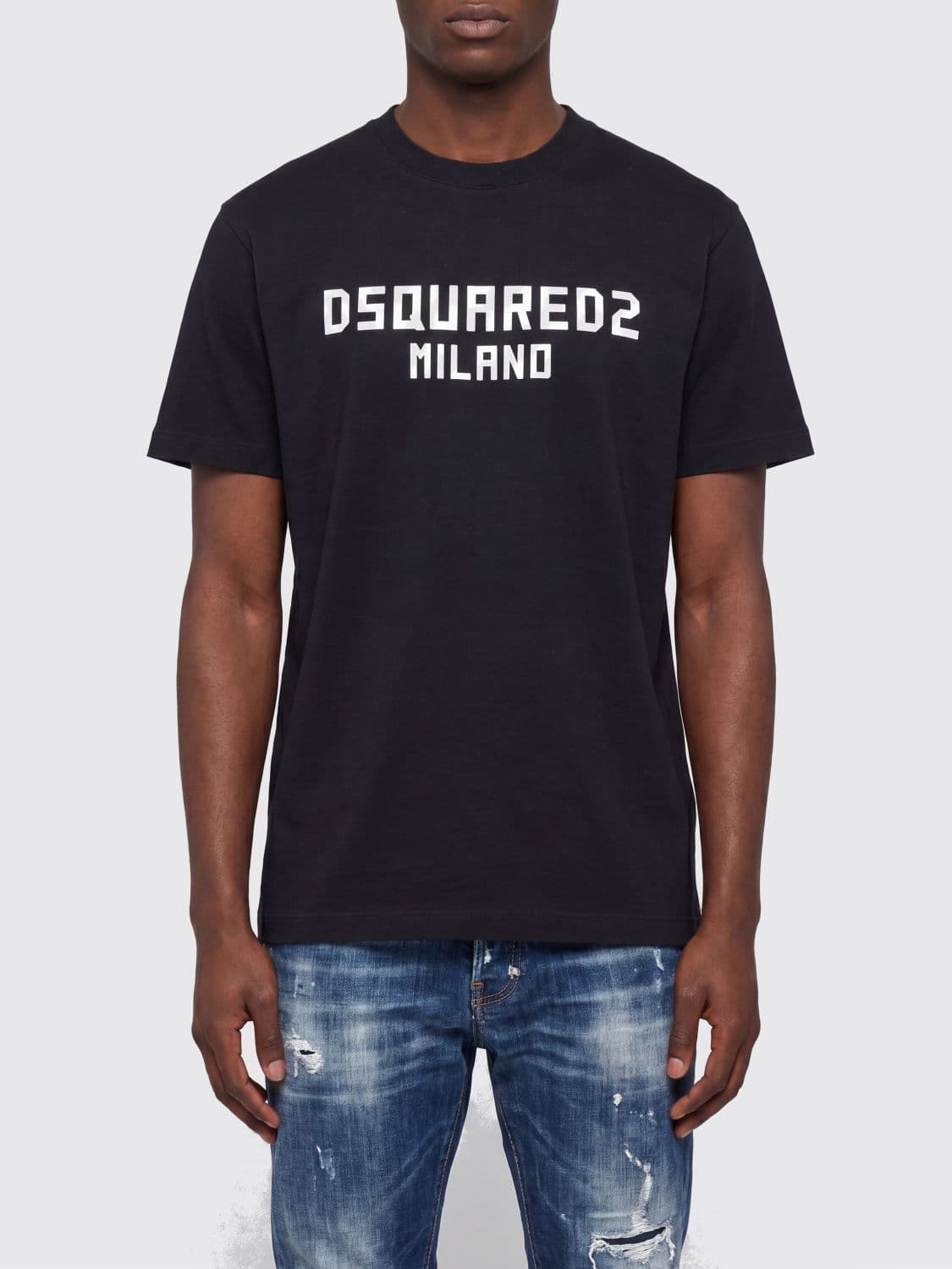 Dsquared2 Short-Sleeved Cotton T-shirt with Contrasting Logo Print