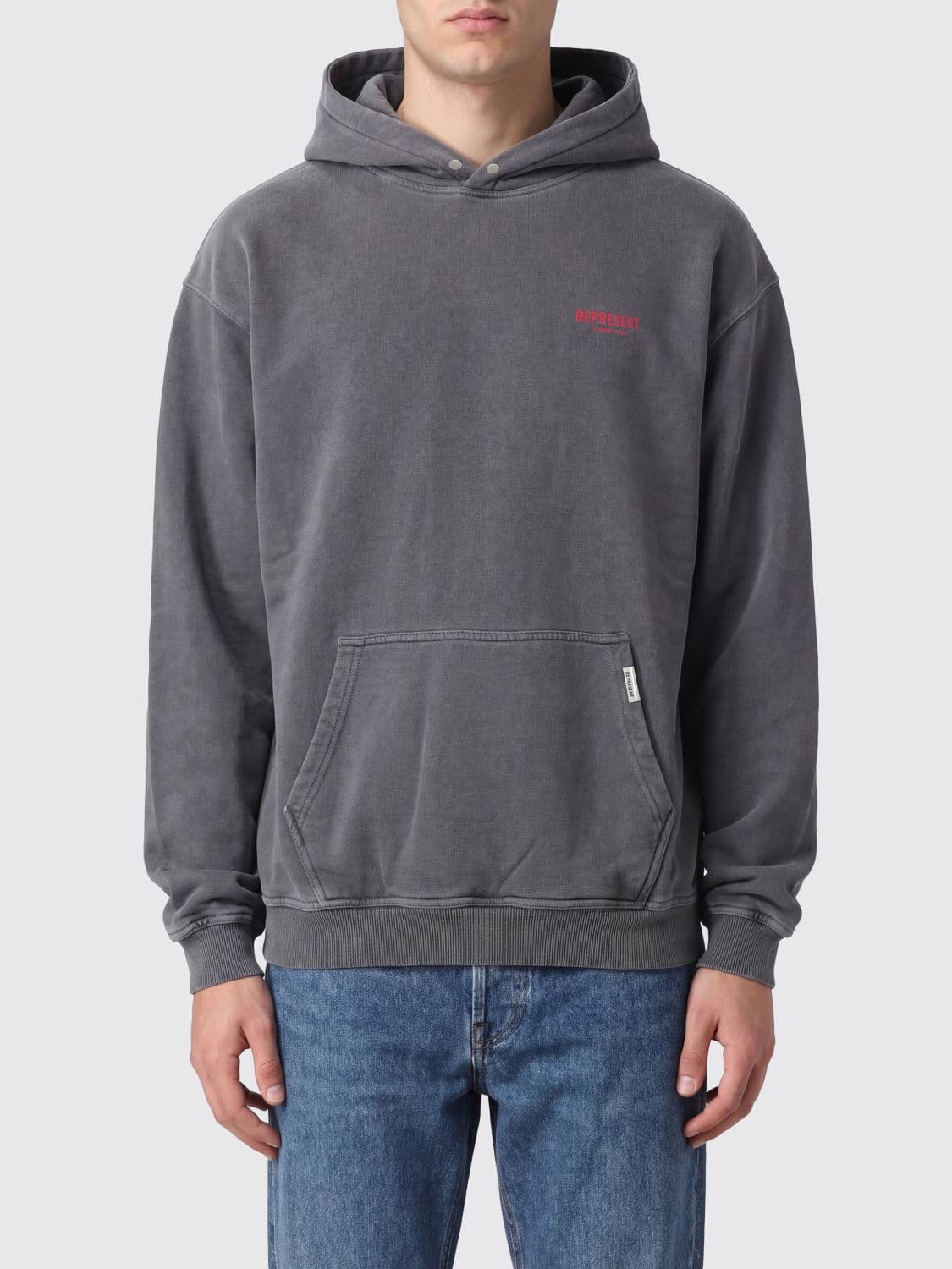 Represent Relaxed Fit Cotton Hoodie with Printed Logo