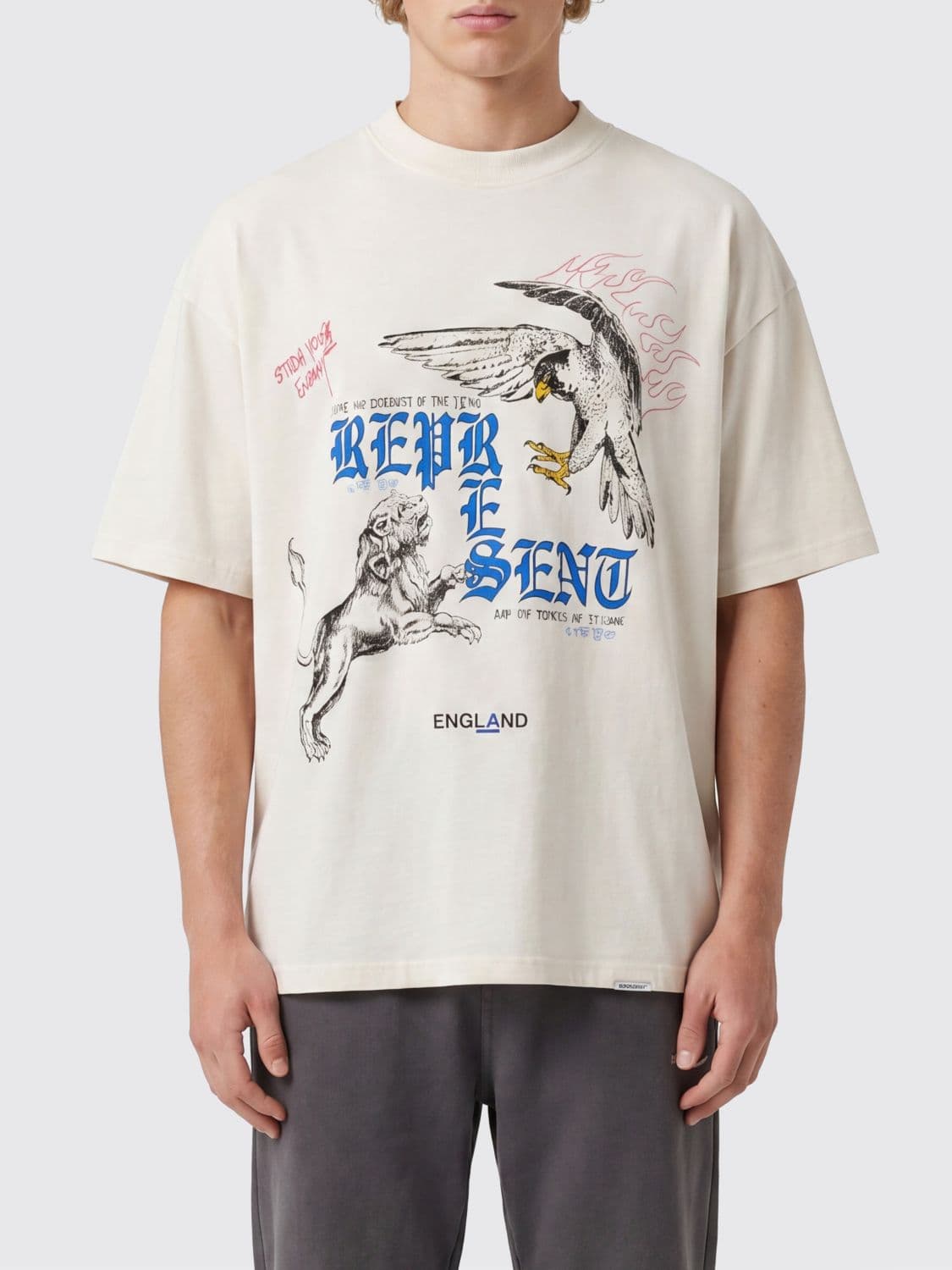Represent Relaxed Fit Cotton T-Shirt with Graphic Print and Logo