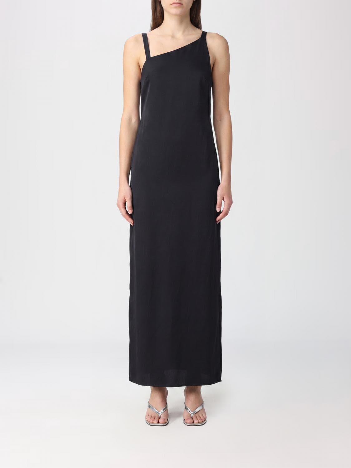 The Attico Asymmetric Neckline Viscose Midi Sheath Dress · 42