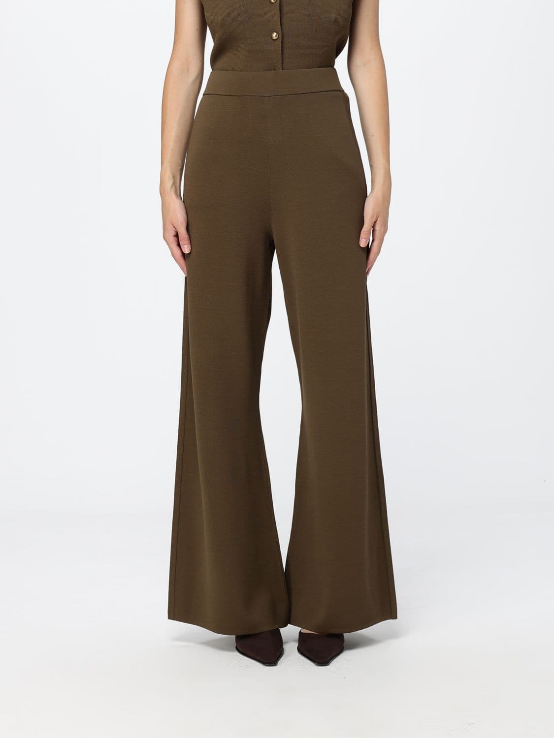 Max Mara High-Waisted Wide Leg Knit Wool Trousers