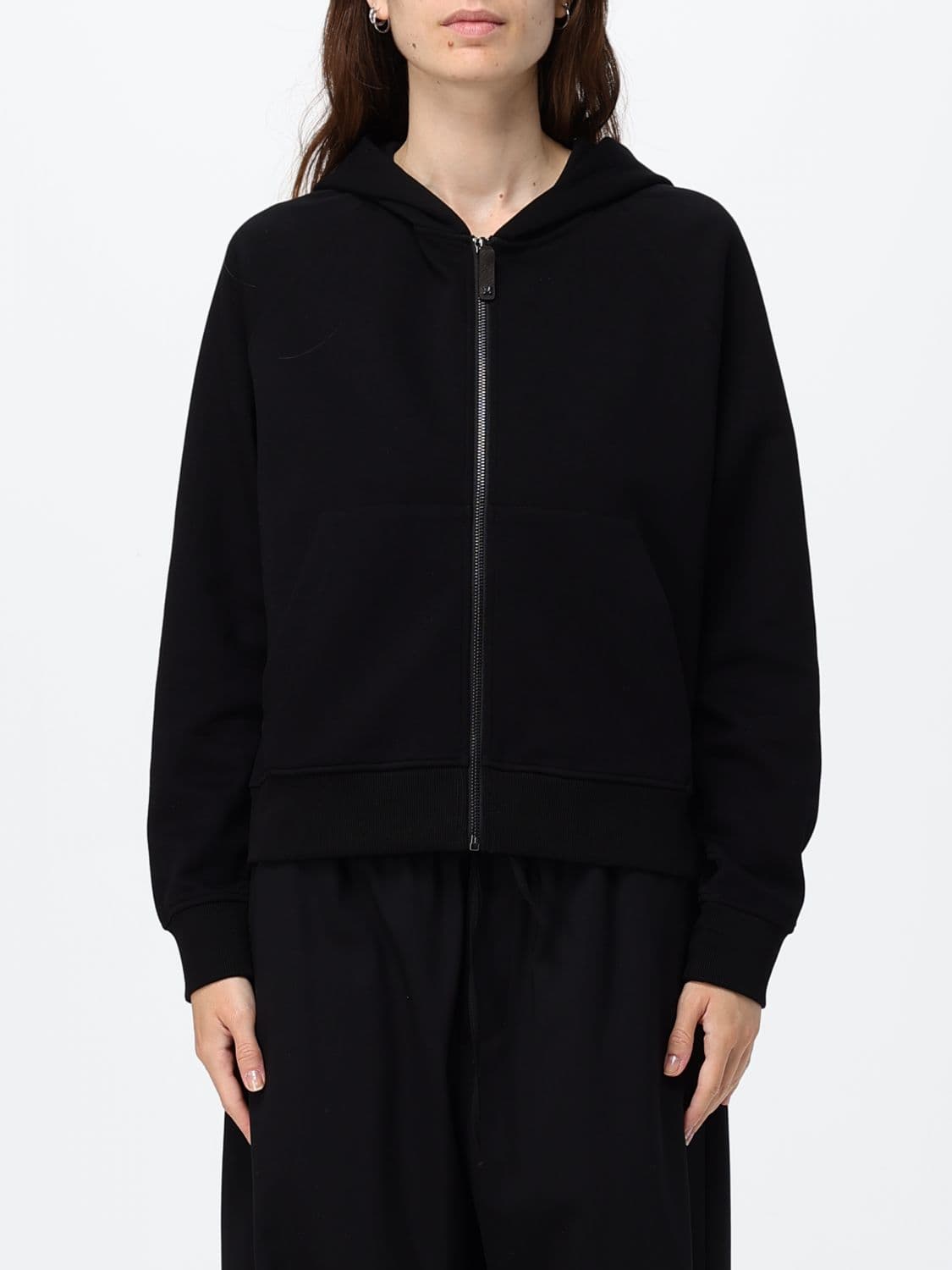 's Max Mara Hooded Cotton Zip-Up Sweatshirt with Kangaroo Pocket