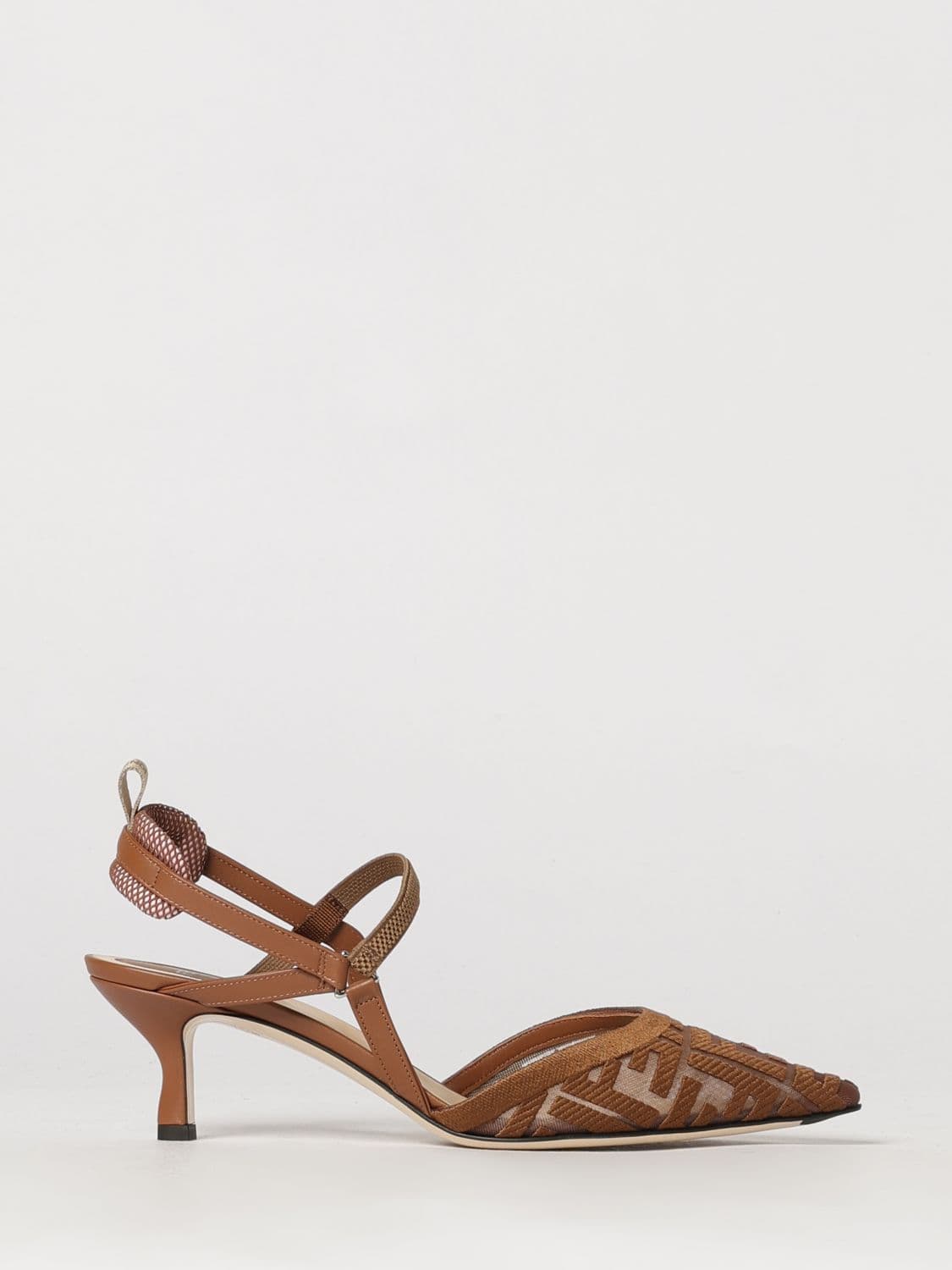Fendi Colibrì Lite Slingback Pumps in FF Monogram Mesh with Mid Heel