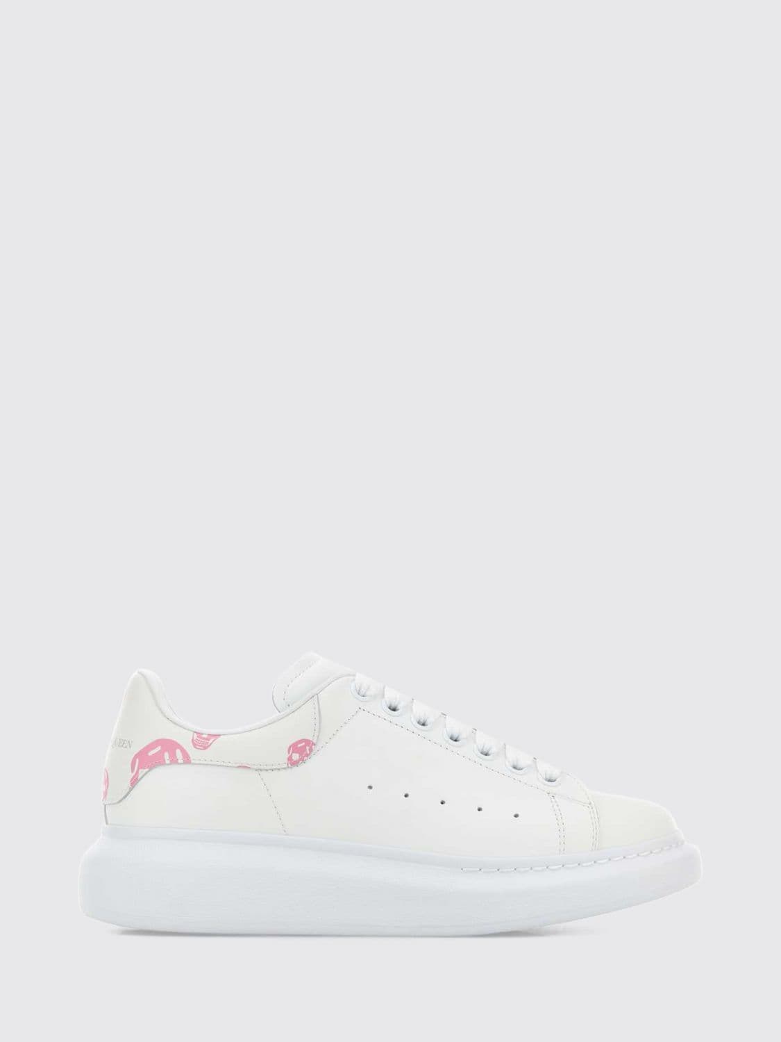 Mcqueen Oversize Sneakers in Calf Leather with Skull Print and Chunky Sole