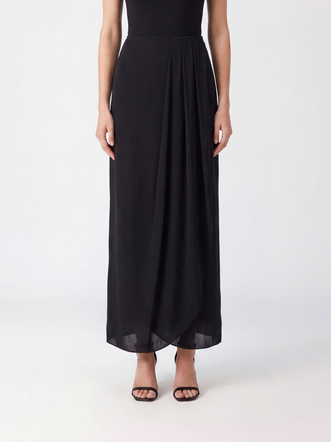 Maison Margiela High-Waisted Silk-Blend Maxi Pencil Skirt with Four Stitches
