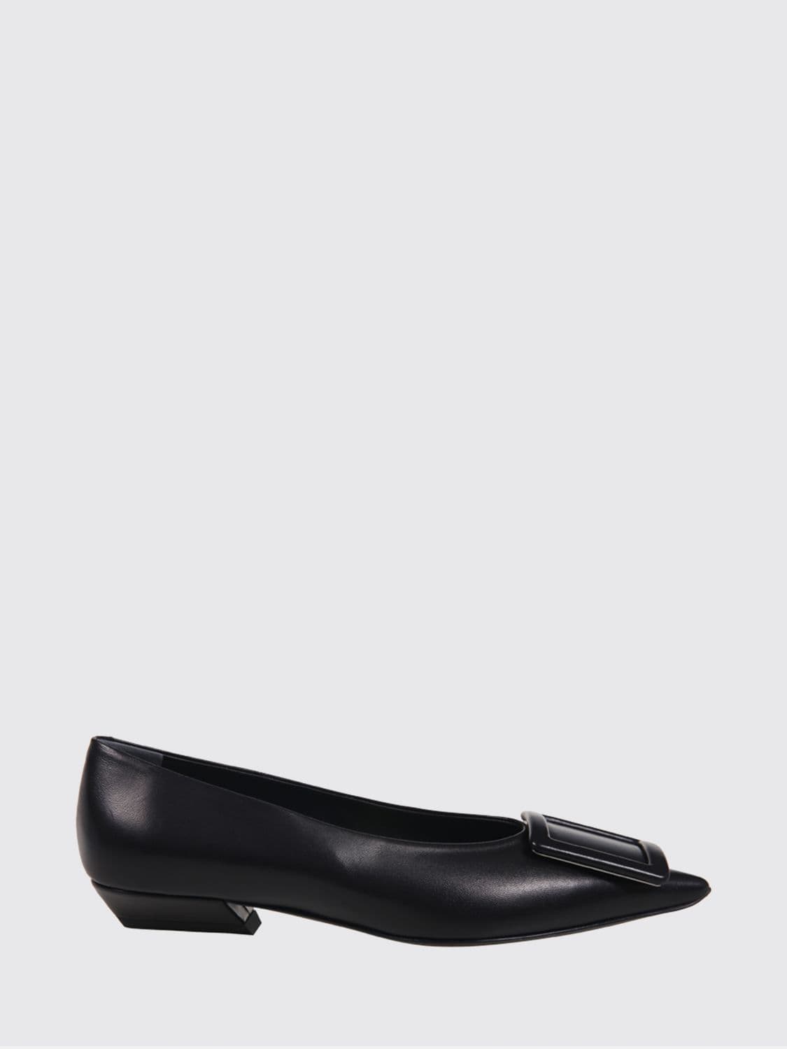 Roger Vivier Gommettine Bovine Leather Ballet Flats with Logo Buckle
