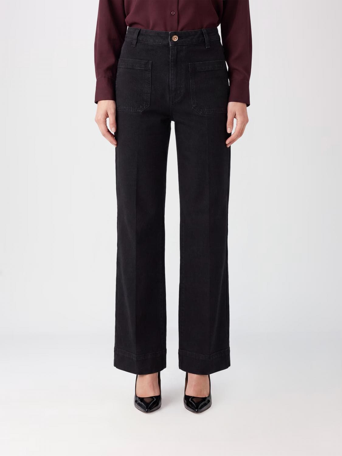 Victoria Victoria Beckham Alina High-Waisted Flared Jeans in Stretch-Cotton Denim