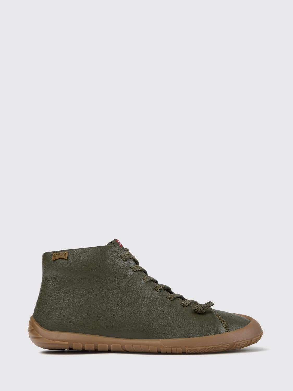 Camper Peu Path+ High Top Sneakers in Grained Leather with Elastic Laces