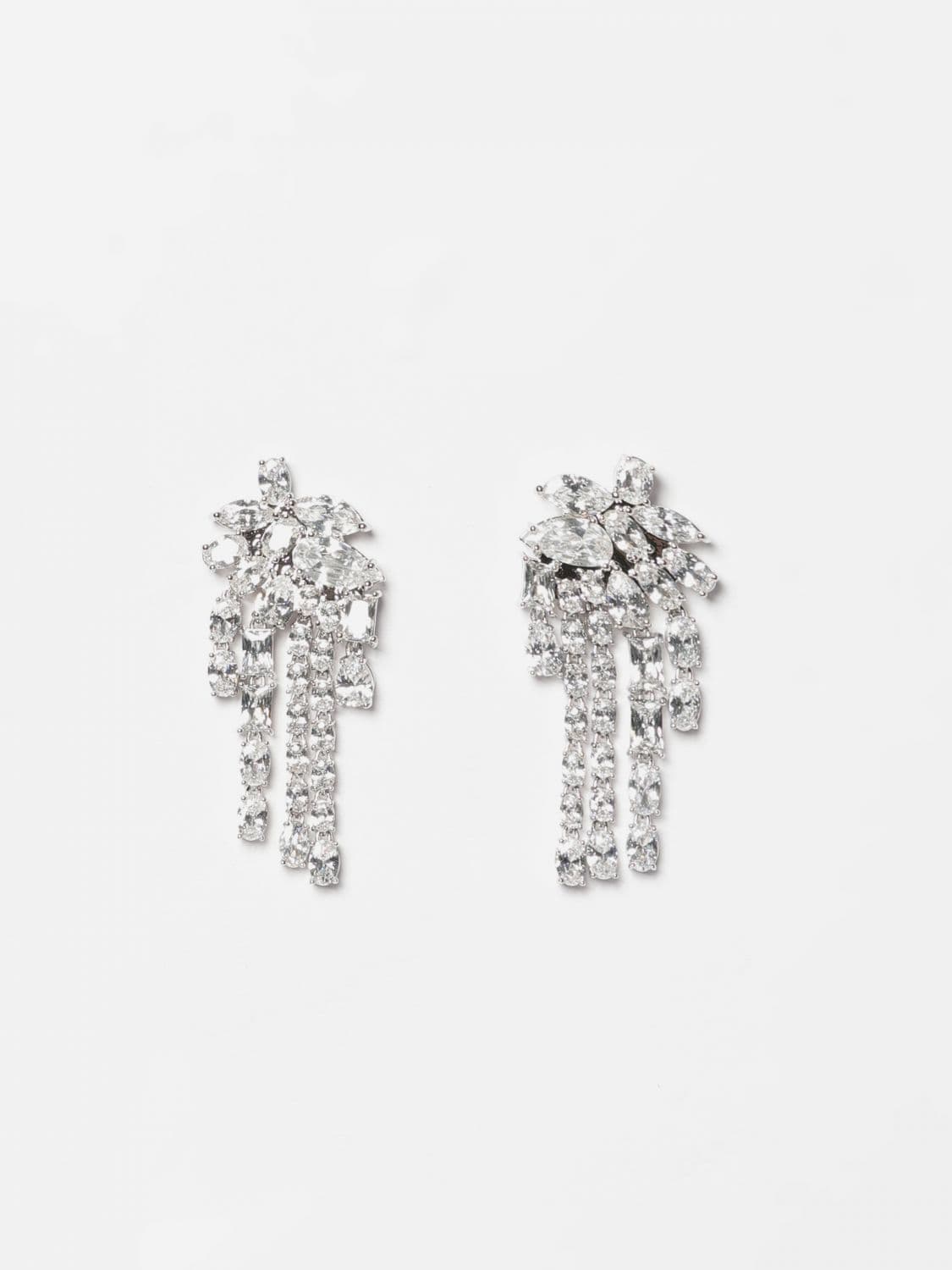 Self-Portrait Set of Two Drop Earrings in Brass with Zircons · OS