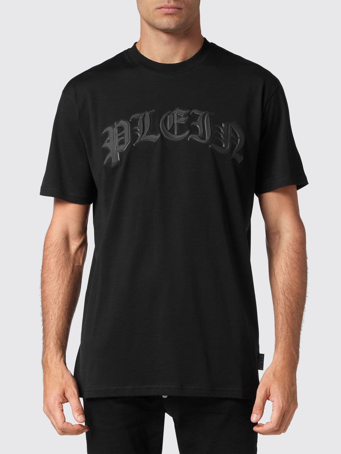Philipp Plein Cotton Crewneck T-shirt with Front and Back Logo Print