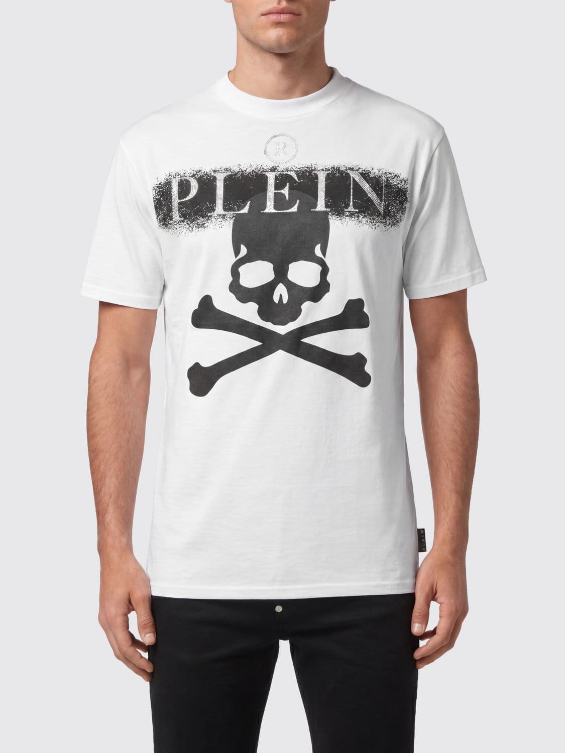 Philipp Plein Crew-Neck Cotton T-Shirt with Contrasting Logo Print