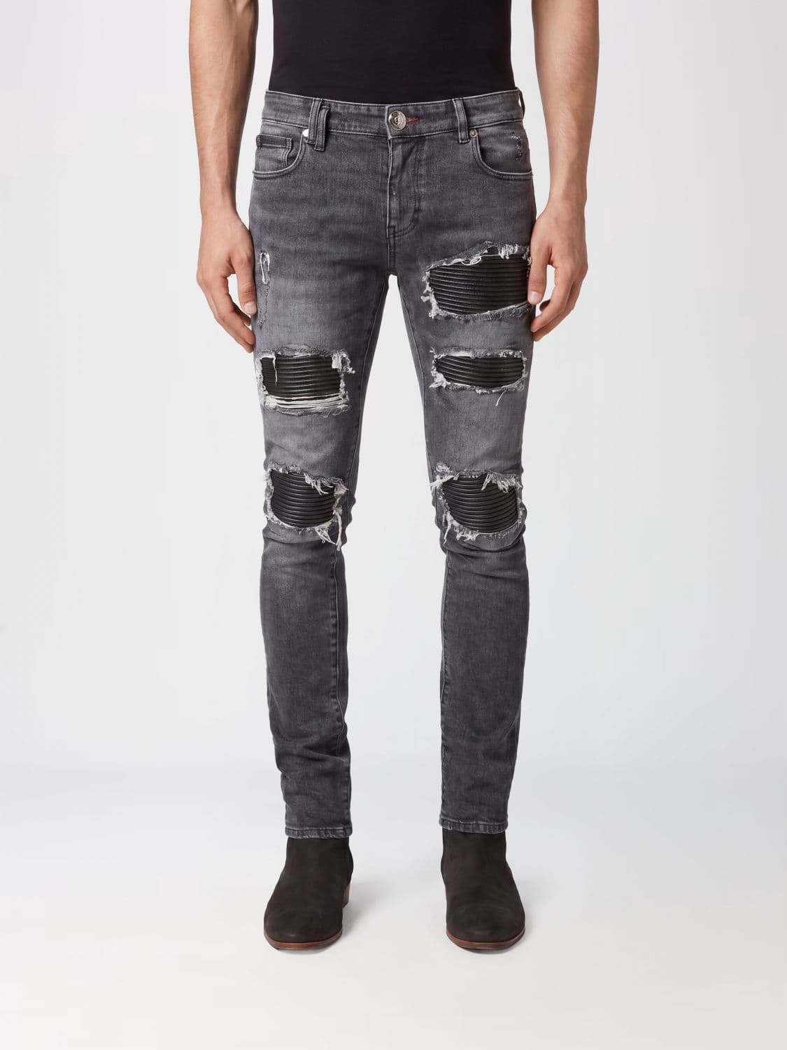 Philipp Plein Skinny-Fit Distressed Effect Cotton Denim Jeans