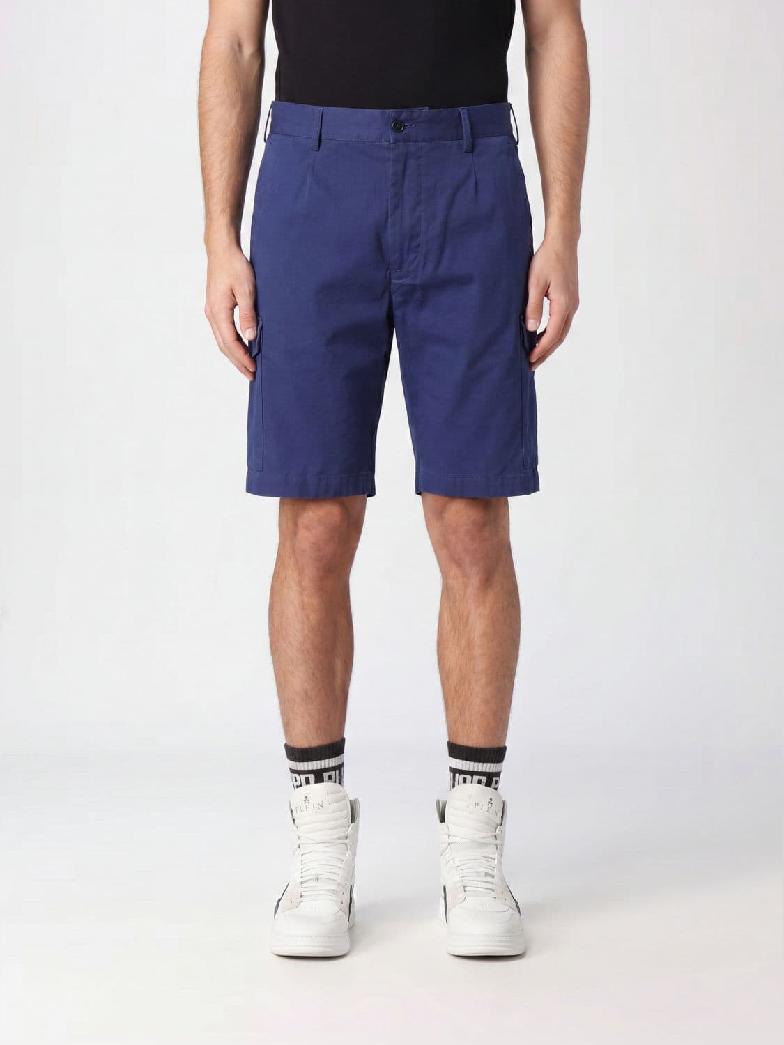 Philipp Plein Knee-Length Cotton Cargo Shorts with Multiple Pockets