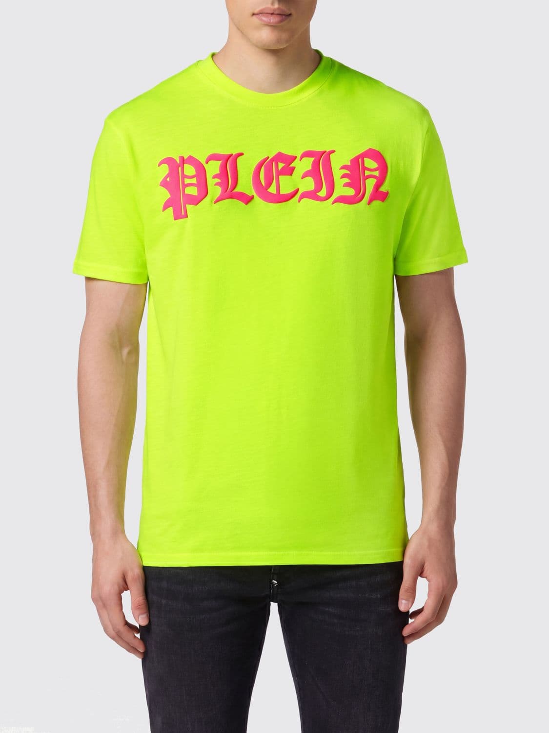 Philipp Plein Gothic Cotton T-shirt with Contrasting Logo Print on the Chest