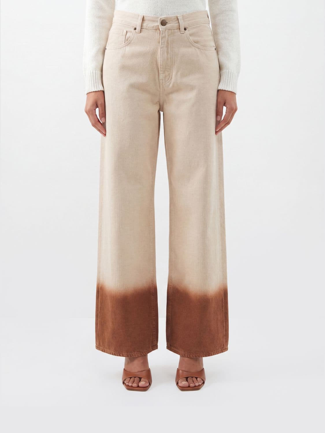 Alanui High-Waisted Wide-Leg Jeans with Bicolour Abstract Print