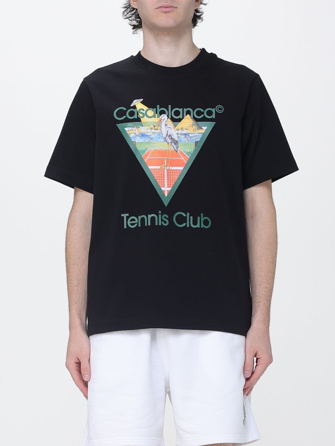 Casablanca Organic Cotton Crew Neck T-Shirt with Logo Print