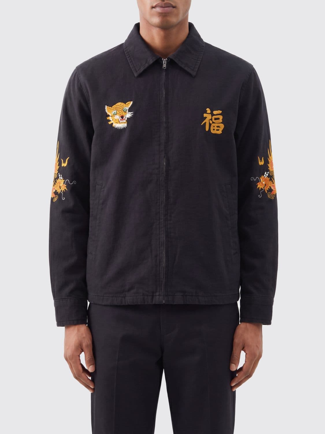 Y's for Men x Masses Cotton Shirt Jacket with Graphic Print and Zip Closure