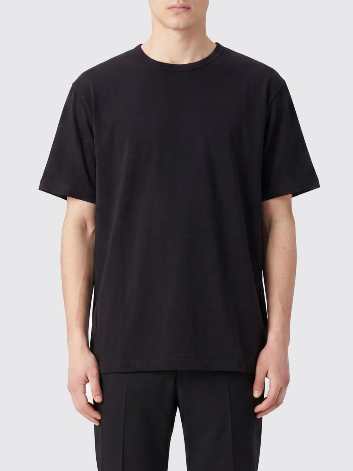 Y's Short-Sleeved Cotton T-Shirt with Crew Neck and Dropped Shoulders