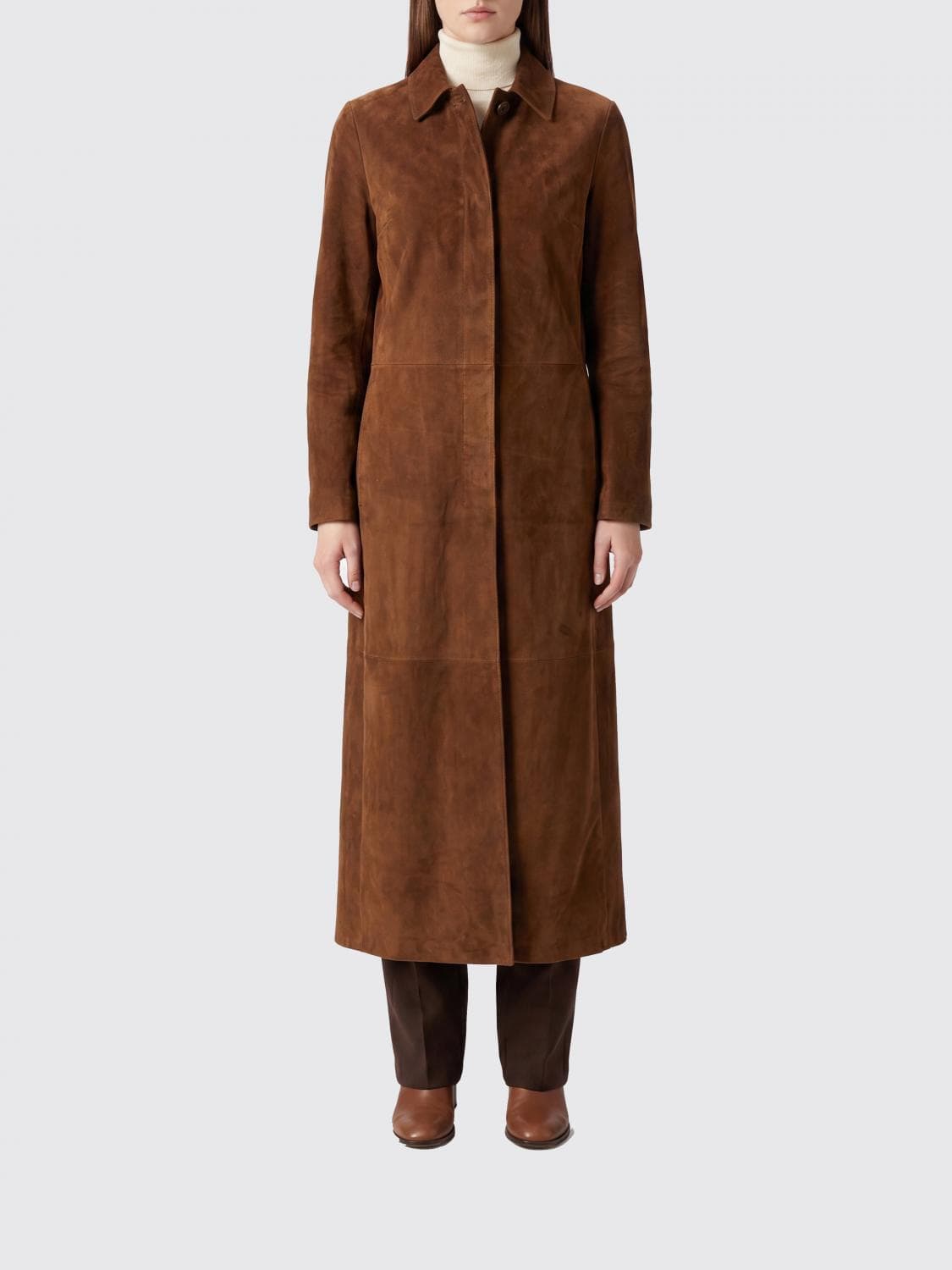 Salvatore Santoro Long Single-Breasted Suede Coat