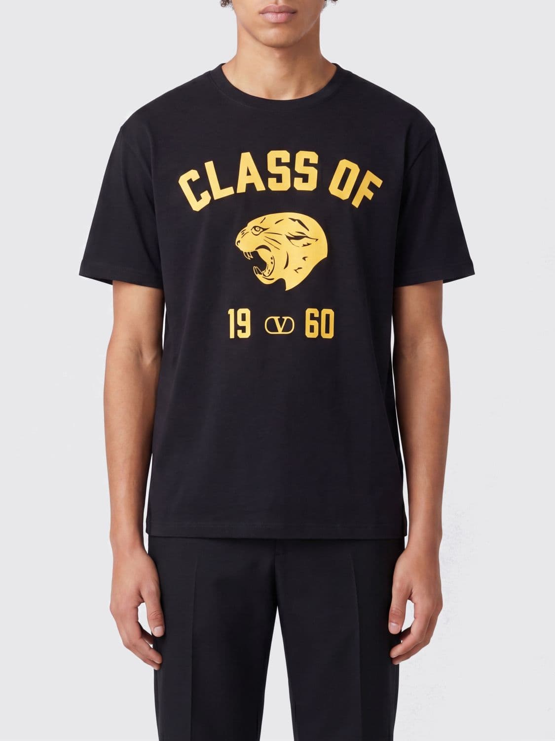 Valentino V-Neck Polyester T-Shirt with Contrast Logo