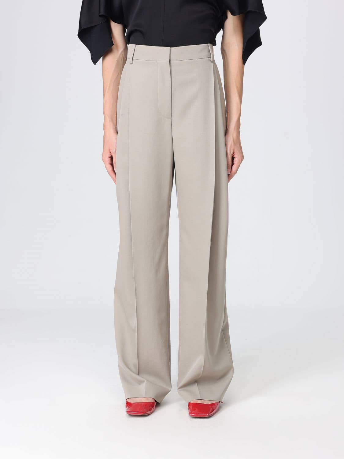 Stella Mccartney High-Waisted Wool Palazzo Trousers with Pleats