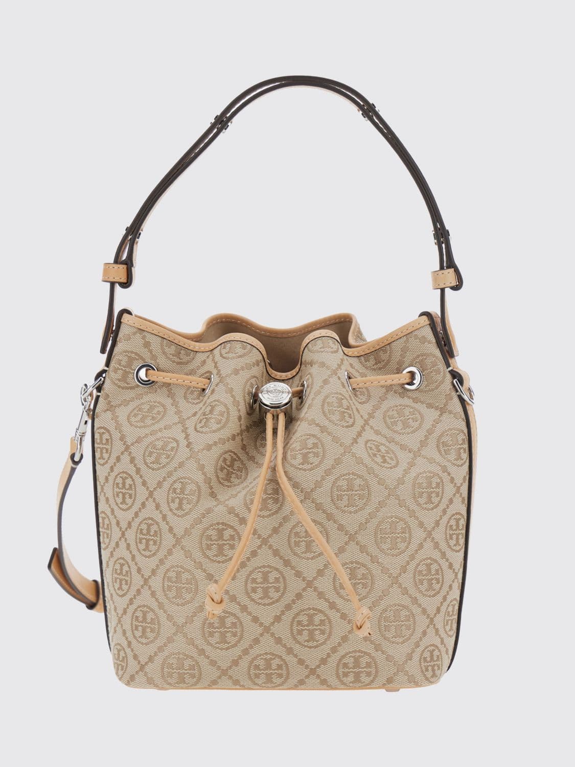 Tory Burch T Monogram Mini Bucket Bag in Canvas with Removable Strap · OS
