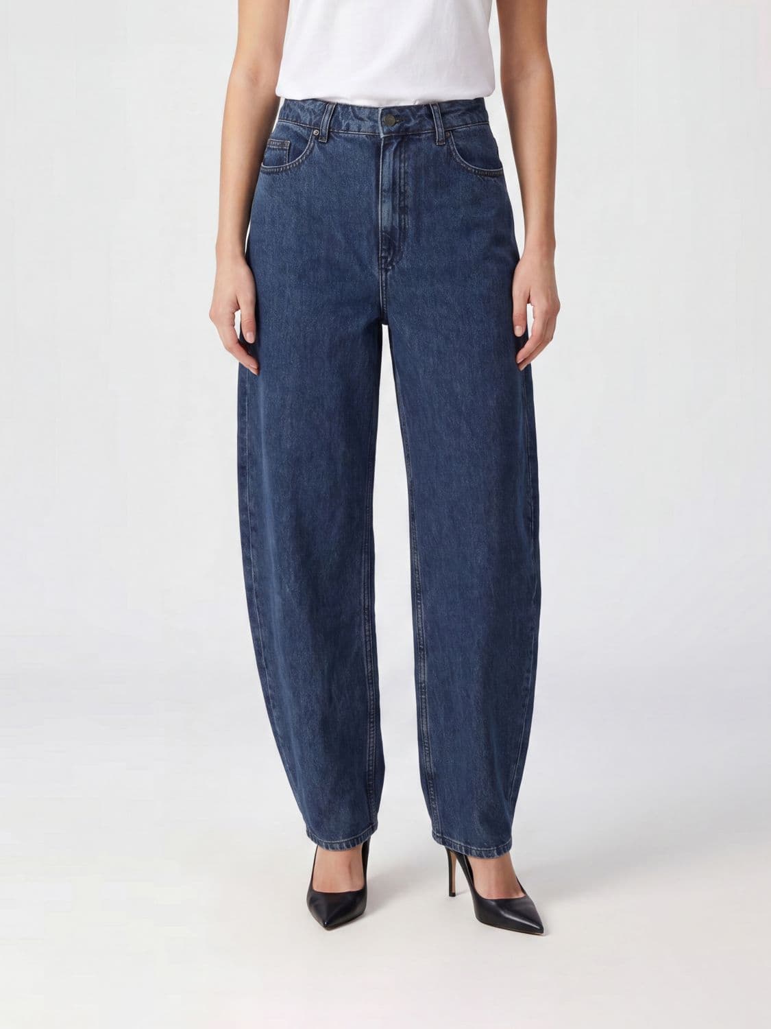 Rotate High-Waisted Baggy Jeans in Organic Cotton Denim