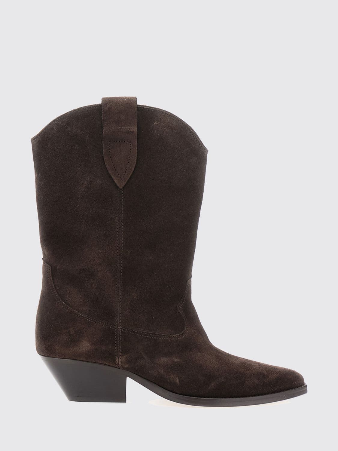Isabel Marant Duerto Mid-Calf Suede Western Boots with Flared Heel