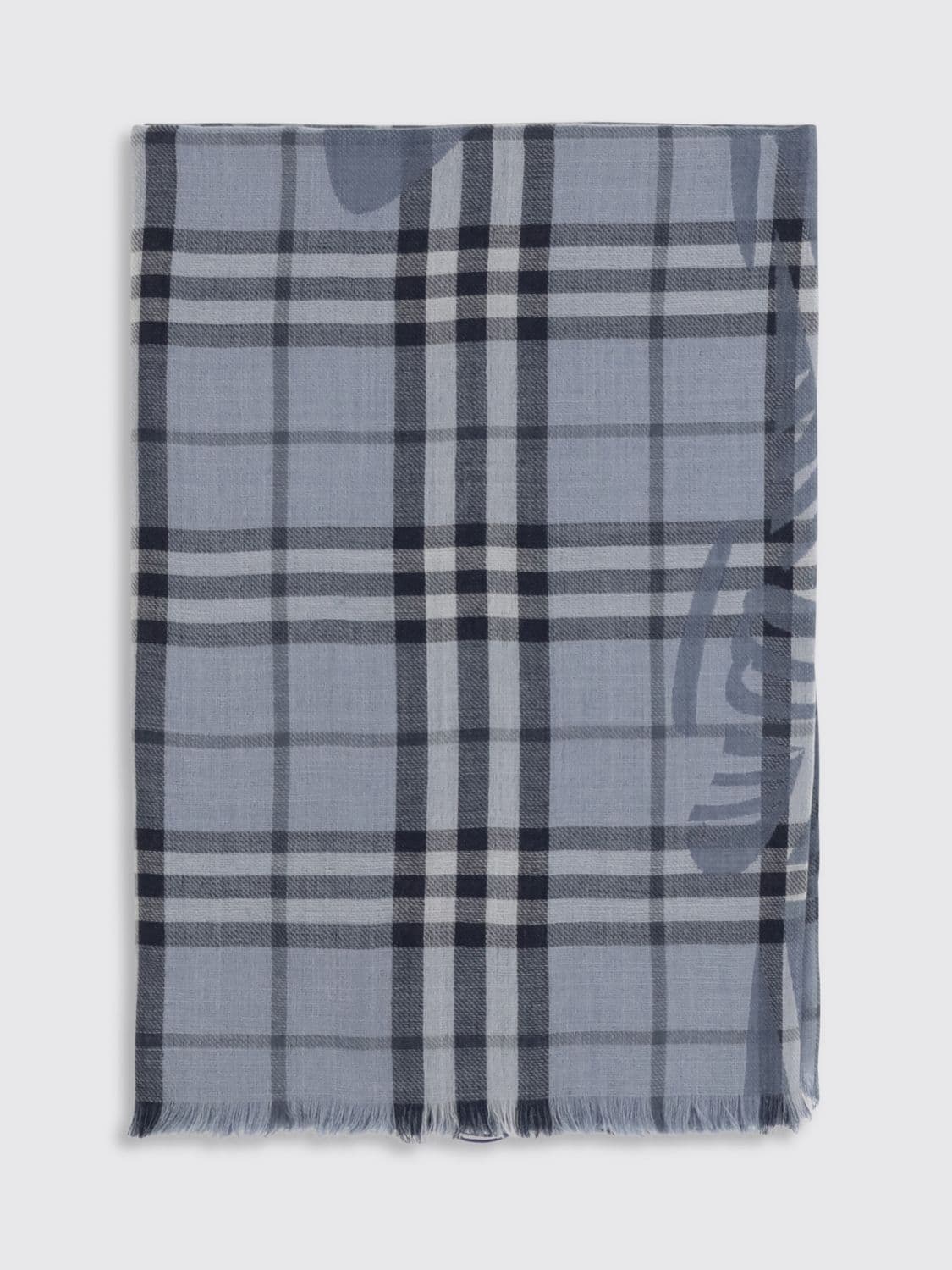 Burberry Check Wool and Silk-Blend Scarf with Fringed Edges