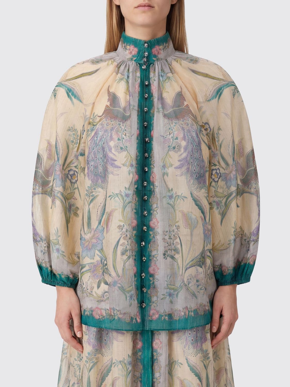 Zimmermann Liberty-Print Cotton and Silk Shirt with Balloon Sleeves