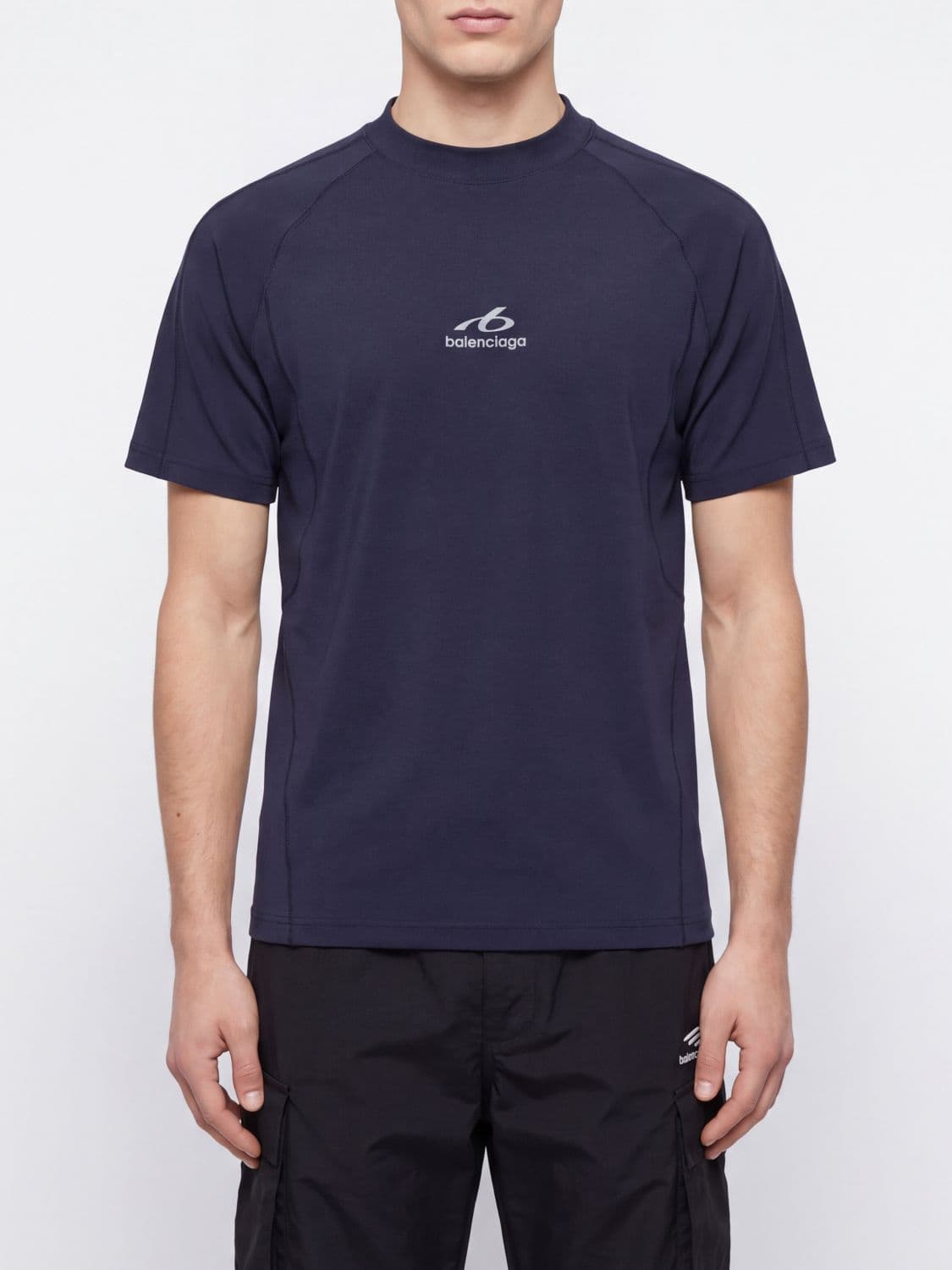 Balenciaga Slim Fit Stretch Polyamide T-Shirt with Contrast Logo