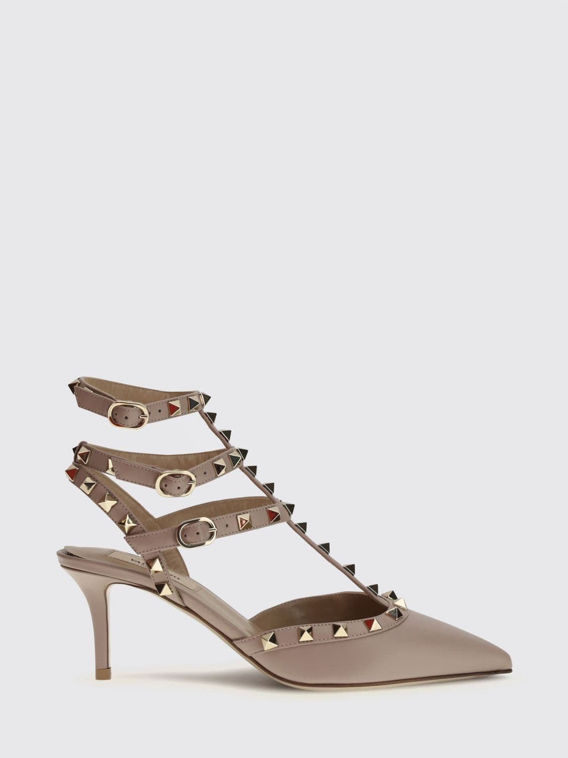 Valentino Garavani Rockstud Leather Slingback Pumps with Studs and Mid Stiletto Heel
