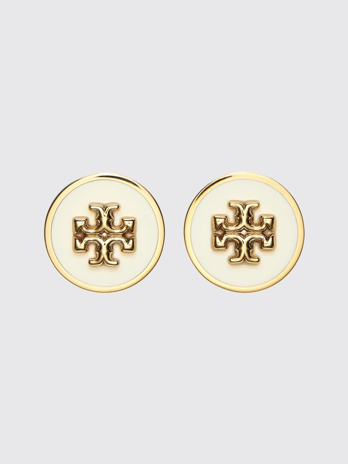 Tory Burch Icon Enamelled Brass Stud Earrings with Double T Logo · OS