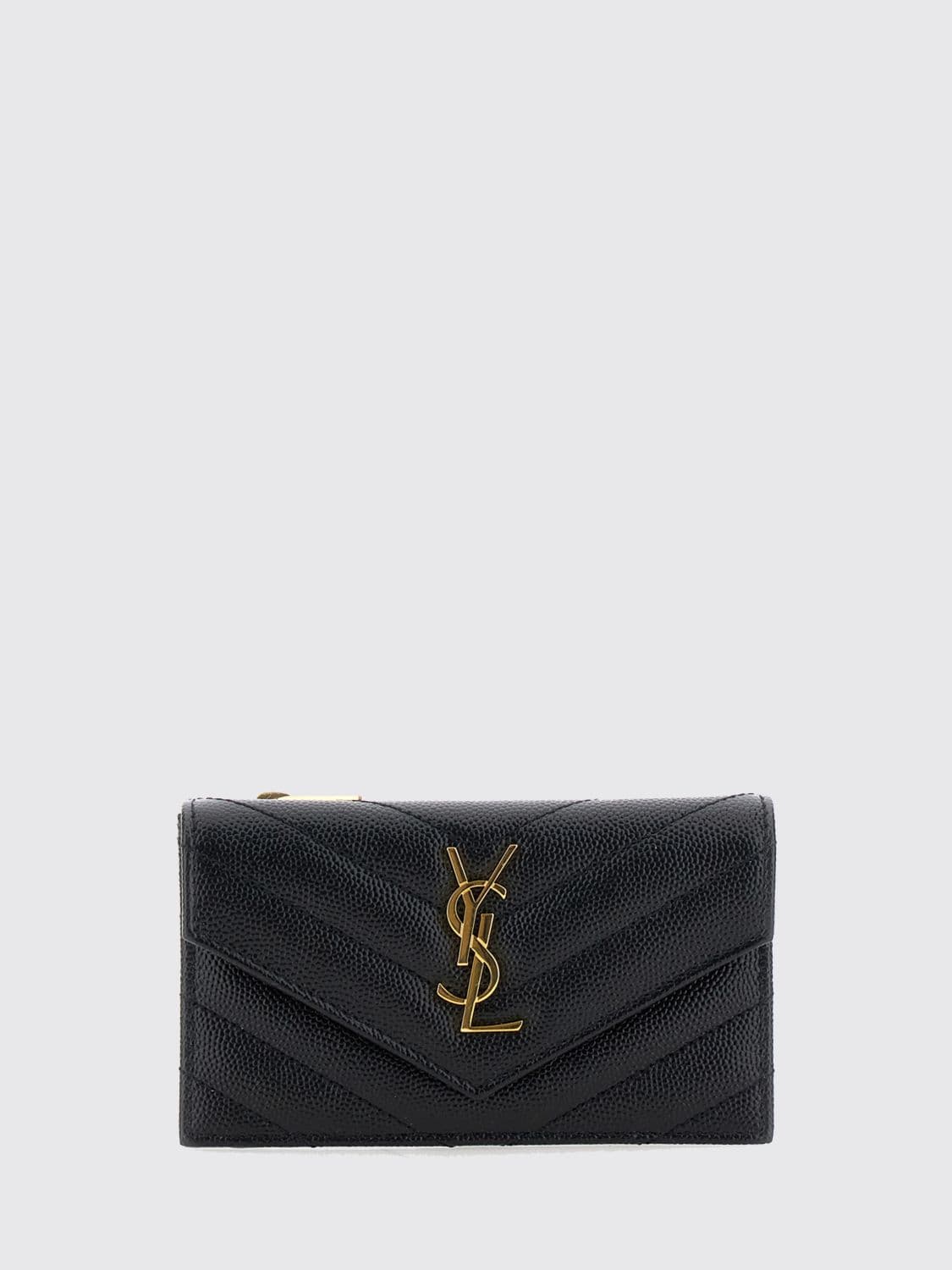 Saint Laurent Cassandre Card Holder in Leather with YSL Metal Monogram · OS