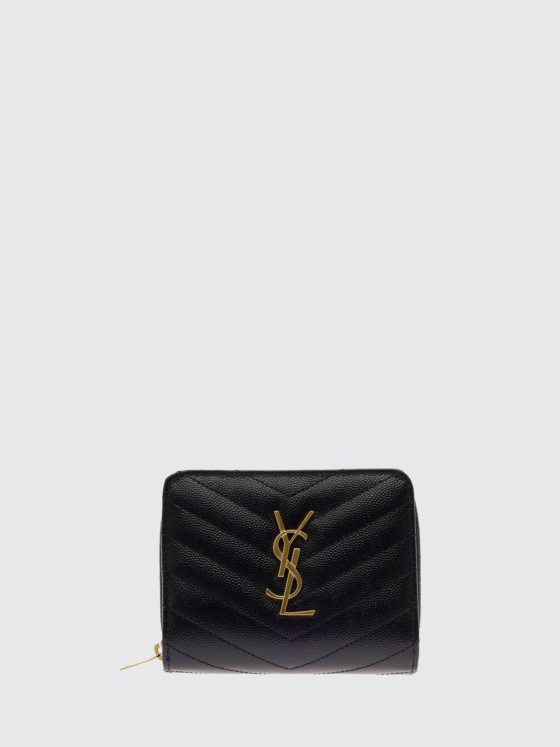 Saint Laurent Cassandre Bifold Zip Wallet in Grain de Poudre Leather