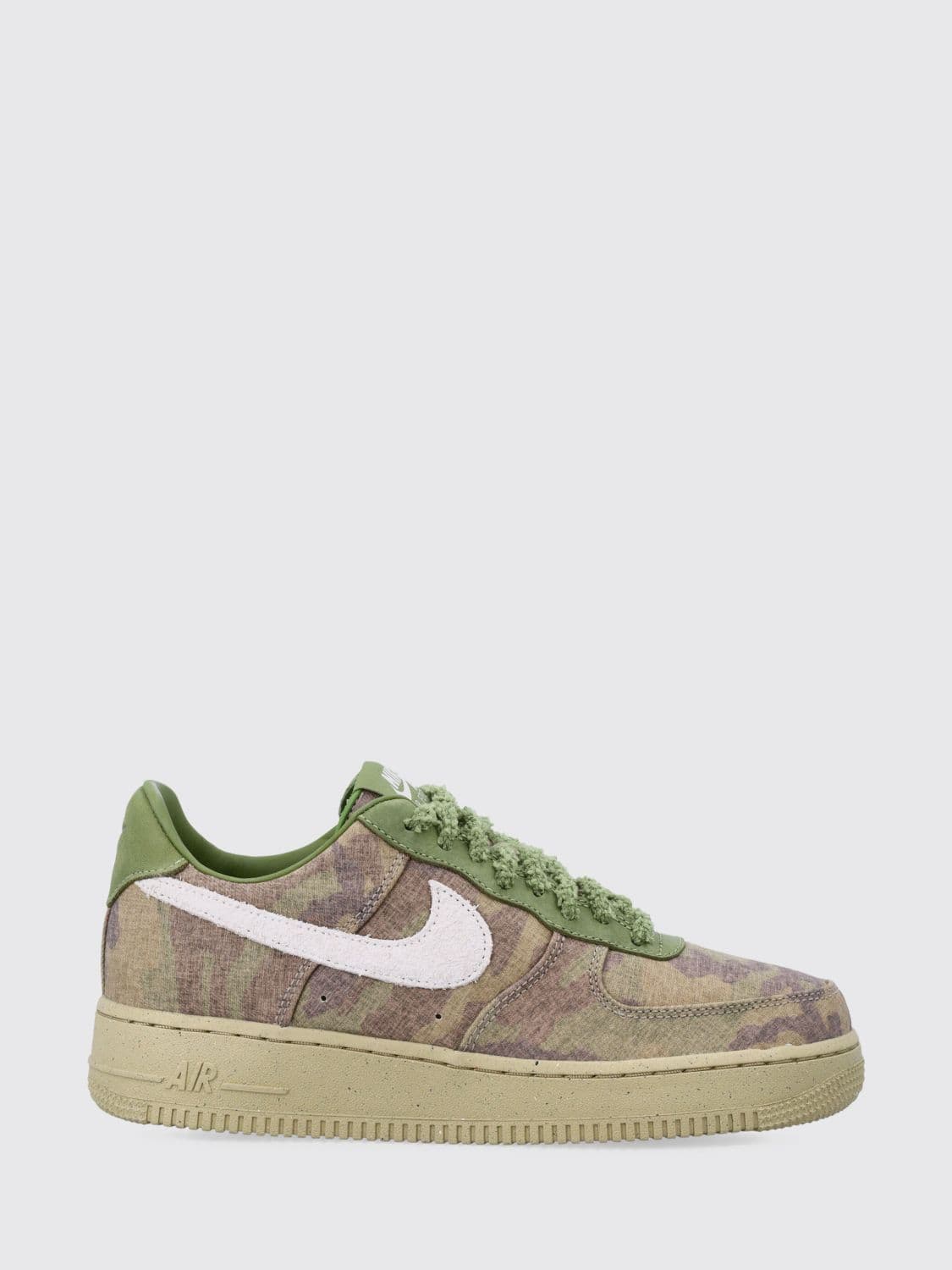 Nike Air Force 1 Canvas and Leather Trainers with Camouflage Print and Logo