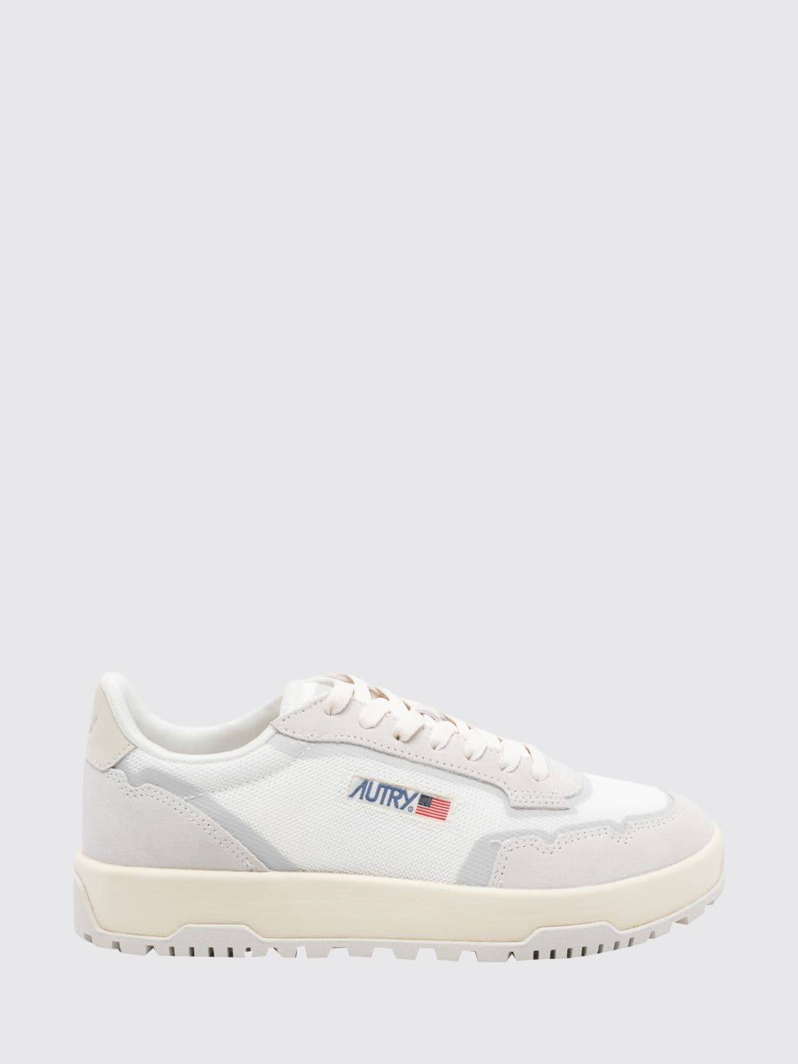 Autry Wildpace Low Leather and Mesh Sneakers with Contrast Logo and Serrated Sole