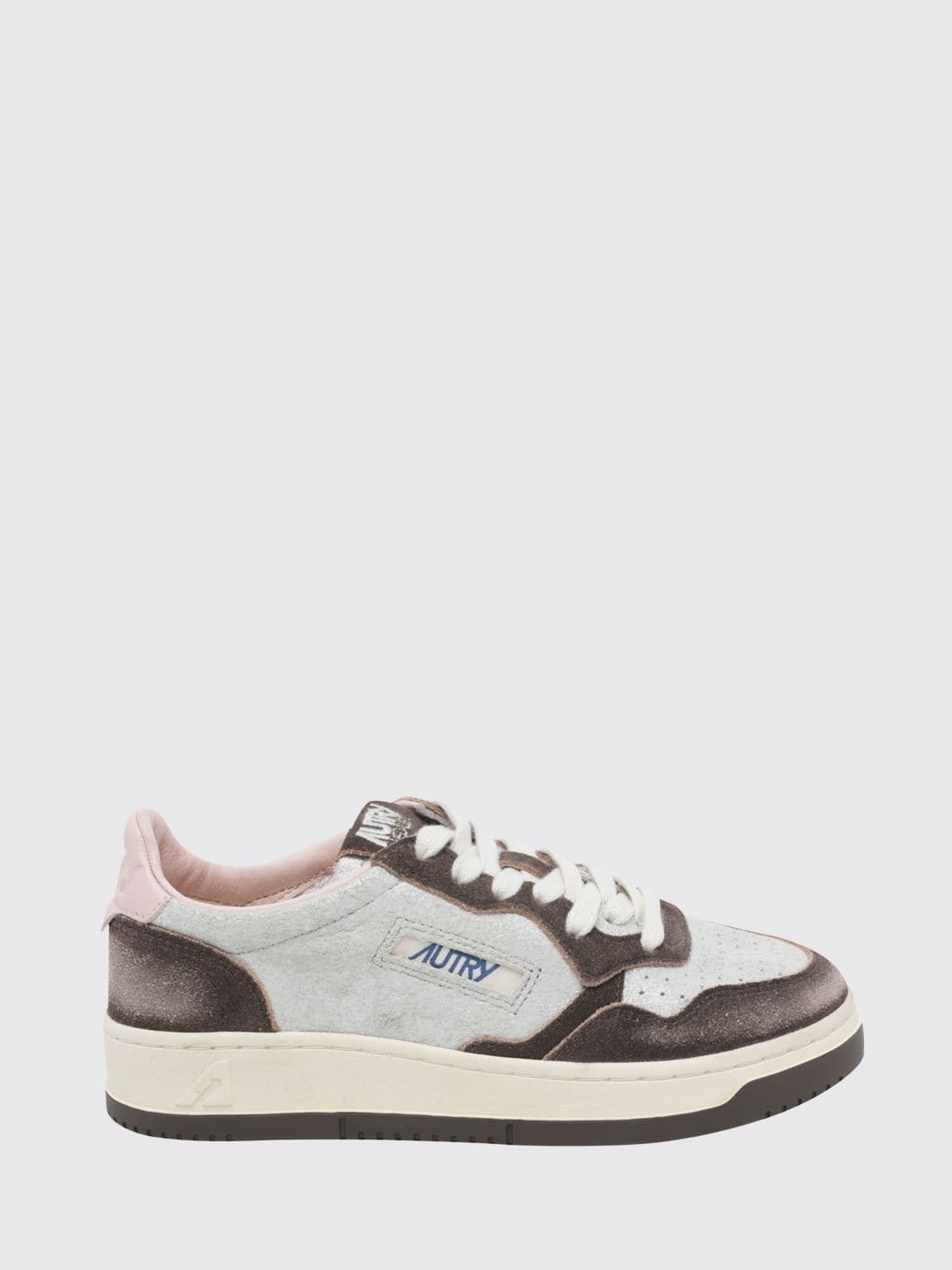 Autry Medalist Low Super Vintage Leather and Suede Sneakers with Worn Effect