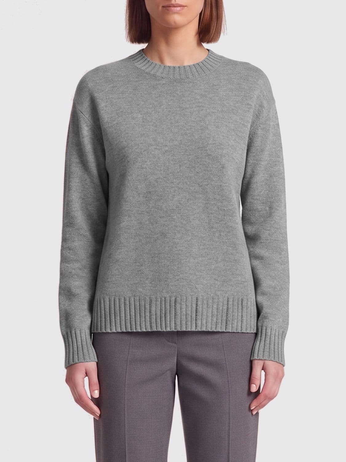 Fabiana Filippi Virgin Wool Silk and Cashmere Crewneck Jumper with Monili