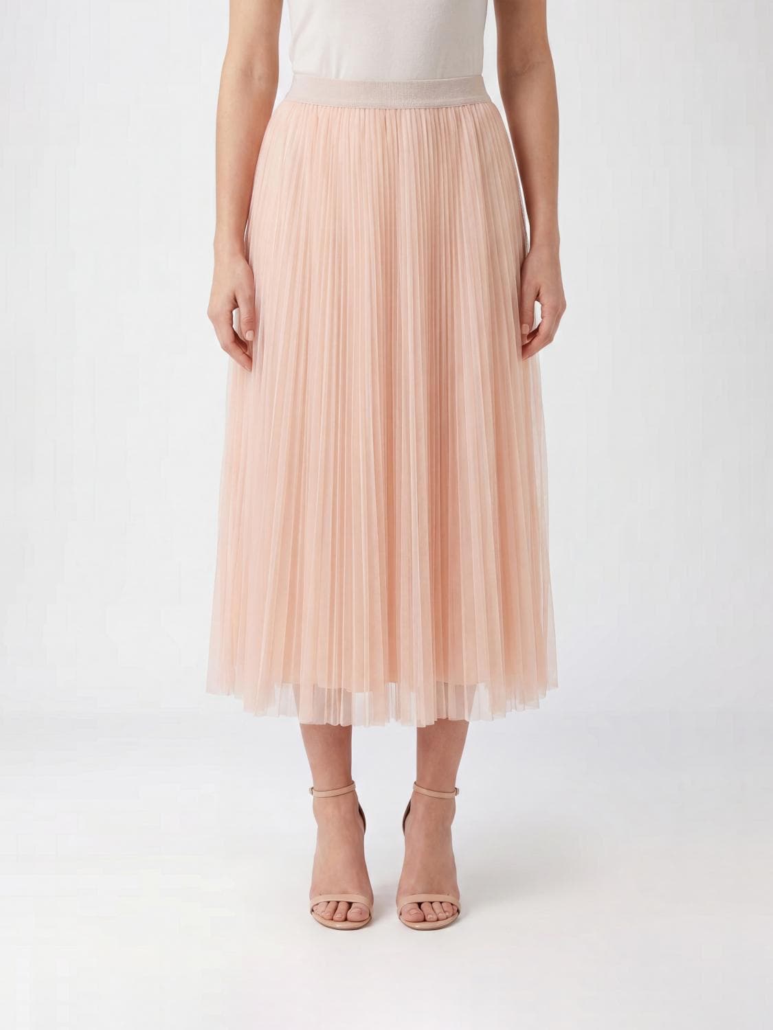 Fabiana Filippi Pleated Crêpe Midi Skirt with a High Elasticated Waist