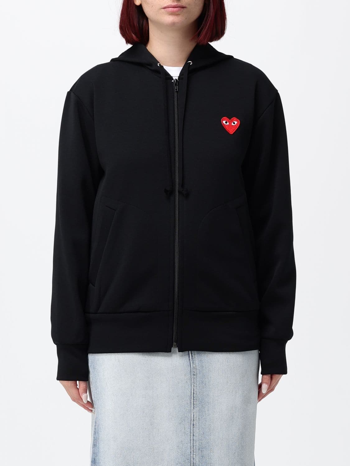 Comme Des Garçons Relaxed Fit Zip-Up Jersey Hoodie with Logo