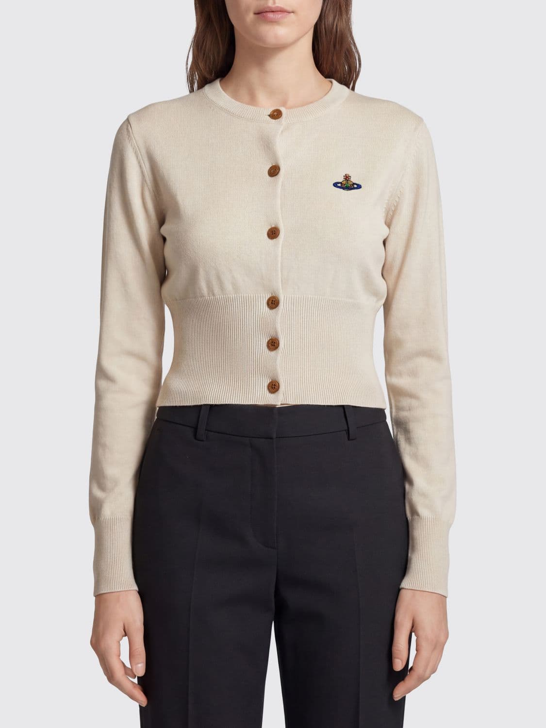 Vivienne Westwood Slim Fit Cotton and Cashmere Cardigan with Orb Logo